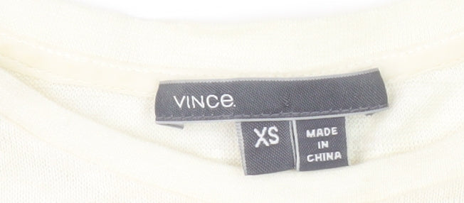Vince Women's Ivory Striped Long Sleeve T-Shirt XS