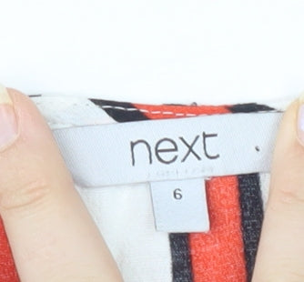 Brand and care label for Next Women's Multicoloured Striped Blouse, size 6