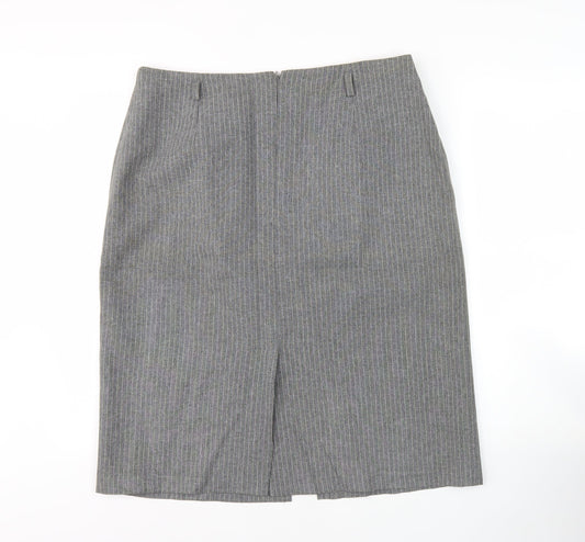 Design Essentials Women's Grey Striped Pencil Skirt