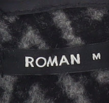Brand and care label for Roman Women's Black Geometric Buttoned Coat M