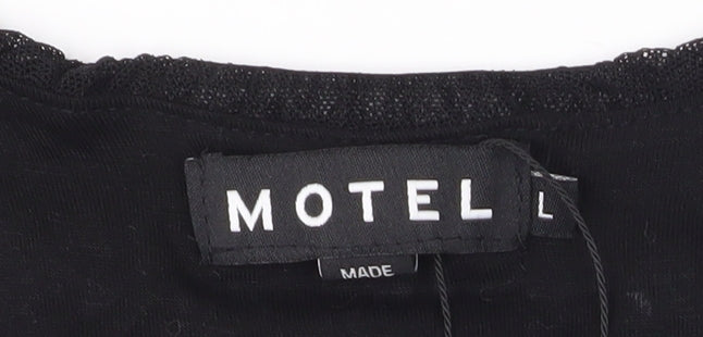 Brand and care label for Motel Rocks Women's Black Bodycon Dress L Long Sleeve