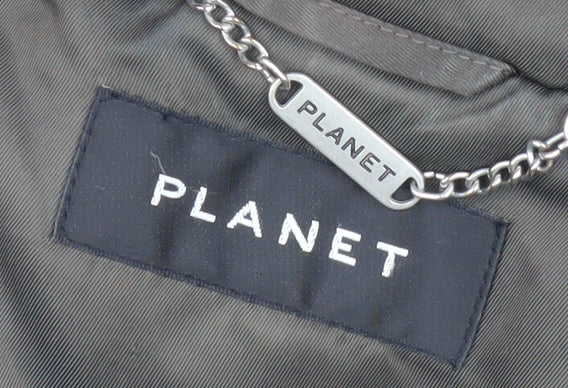 Brand and care label for Planet Women's Green Long Polyester Coat, size 10