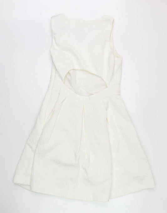Jack Wills Women's White Dress, Size 10, V-Neck, Lined