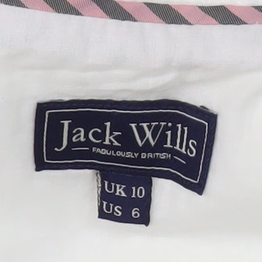 Jack Wills Women's White Dress, Size 10, V-Neck, Lined