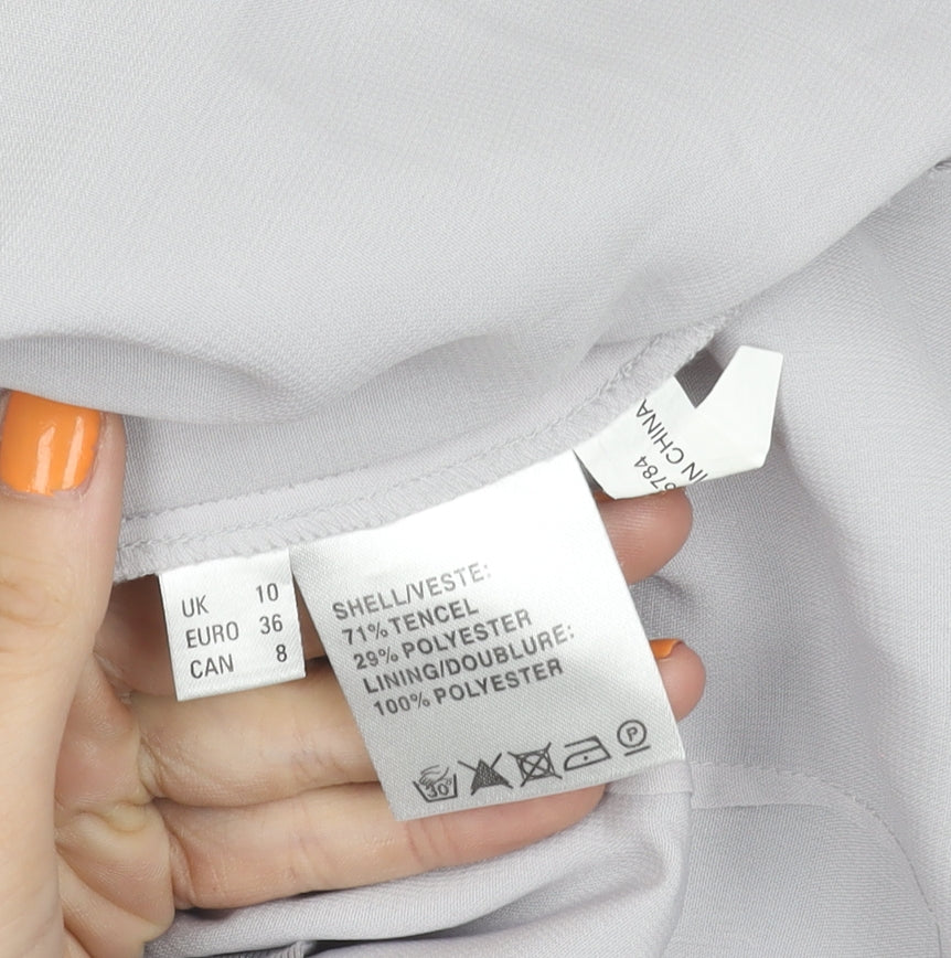Brand and care label for Jacques Vert Women's Grey Sleeveless Blouse, size 10
