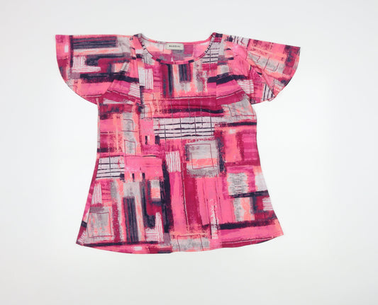 Womens UK Size 14 BASSINI Pink Polyester Blend Blouse