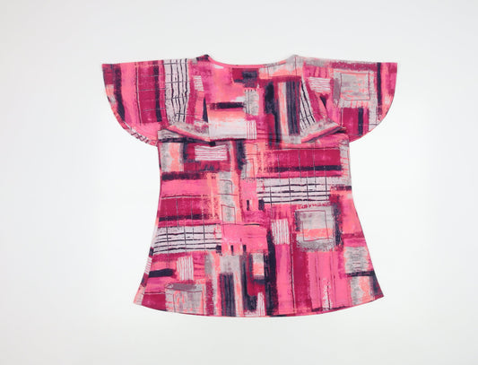 Bassini Women's Pink Geometric Size 14 Top