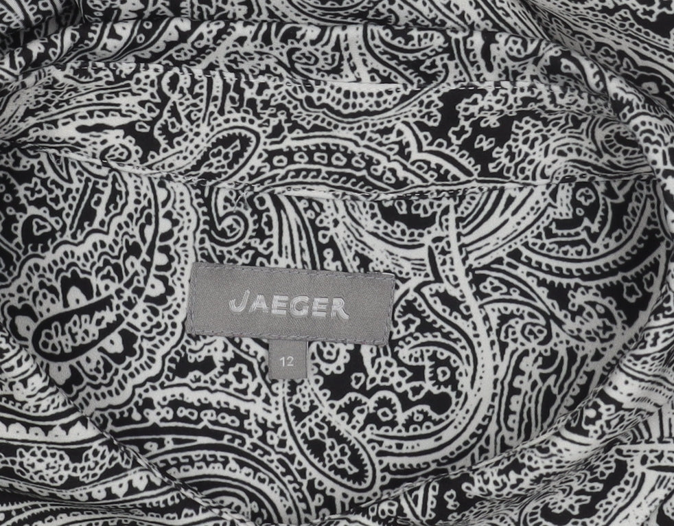 Jaeger Women's Black Paisley Collared Top Size 12
