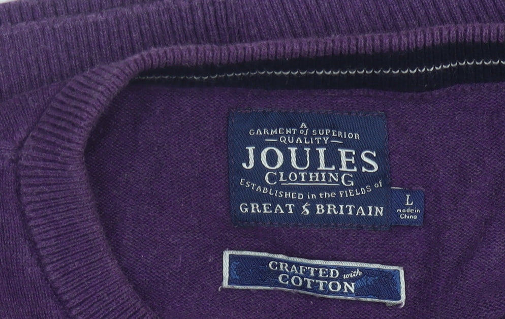Joules Men's Purple Cotton Pullover Jumper L