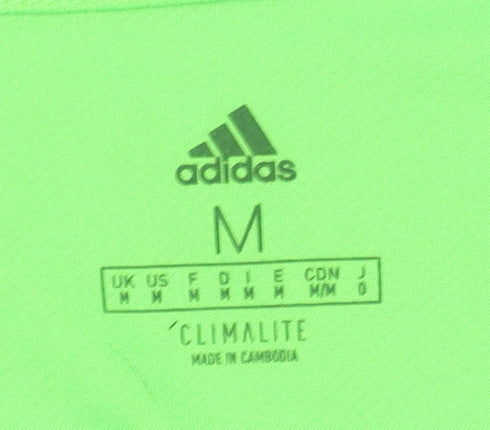 Brand and care label for Adidas Men's Green Short Sleeve T-Shirt M
