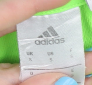 Brand and care label for Adidas Men's Green Football Jersey, size S