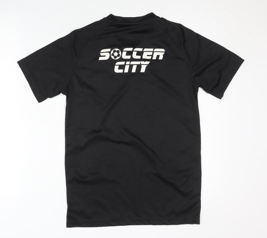 Soccer City Boys Black V-Neck Football T-Shirt Size 164