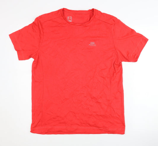 Additional front view of Decathlon Men's Red L T-Shirt, Running, Breathable