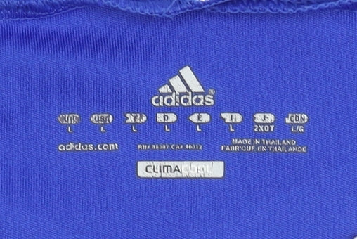 Brand and care label for Adidas Men's Blue Football Jersey L Athletic