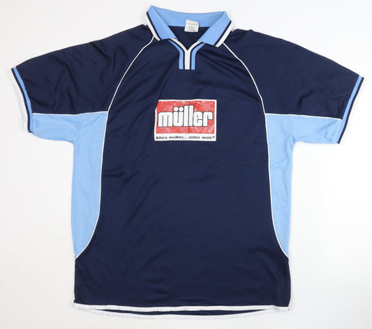 Müller Men's XL Blue Football Jersey Short Sleeve