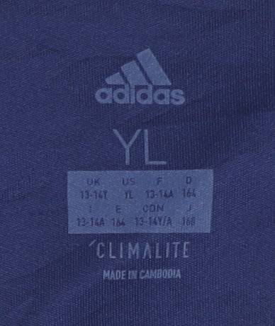 Adidas Boys Blue 13-14 Years T-Shirt Climalite Sports Top