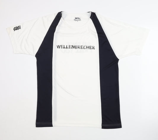 Additional front view of Slazenger Men's White/Black T-Shirt, size S, for Gym