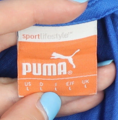 Brand and care label for Puma Men's Blue Jersey T-Shirt L - Sporty Gym Wear