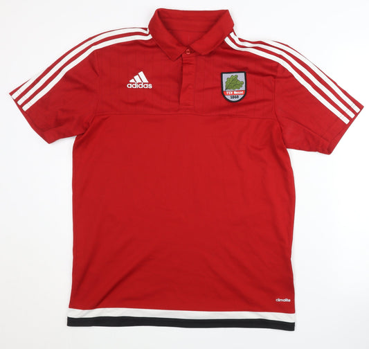 Additional front view of Adidas Men's Red Polo Shirt Medium Jersey