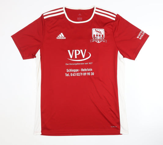 Additional front view of Adidas Men’s Red Football Jersey L Moisture Wicking