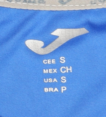 Brand and care label for Joma Men's Blue Gym T-Shirt, size S, Breathable