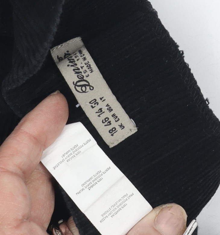 Denim Co Size 18 Short Black Corduroy Skirt