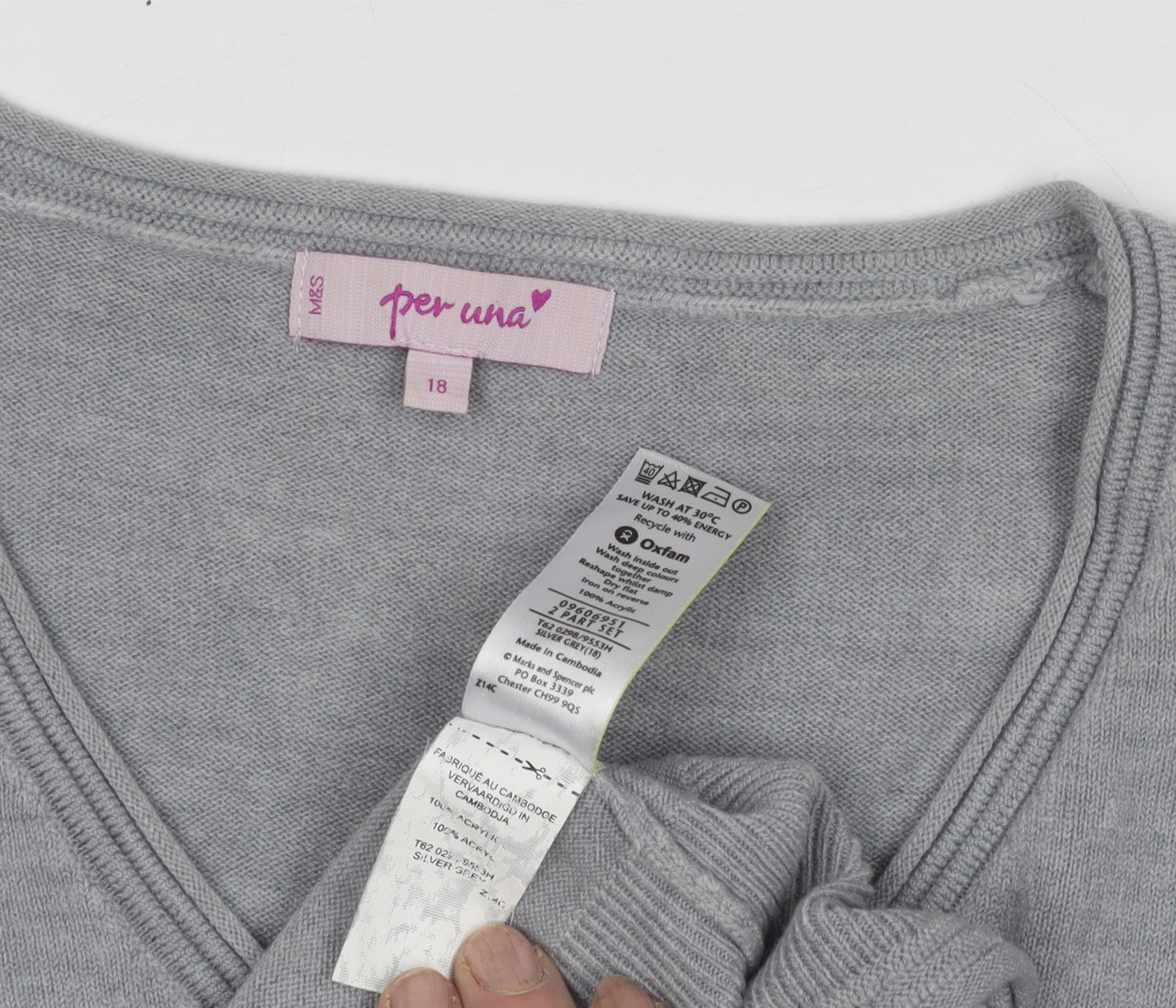 Marks and Spencer Women’s Silver V-Neck Pullover Jumper Size 18