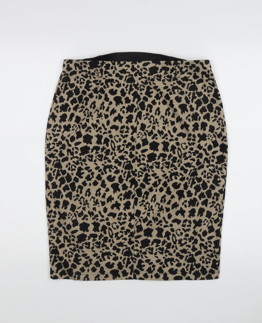 Principles Animal Print Straight Skirt Beige Size 12
