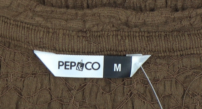 Brand and care label for Pep&Co Women Brown Basic T-Shirt M