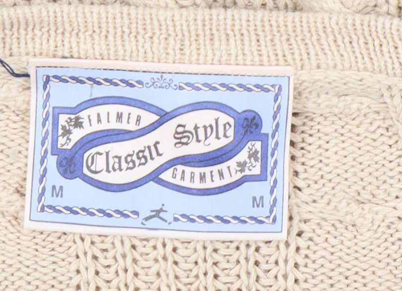 Close-up detail of Falmer Heritage Women's Beige Medium Cable-Knit Jumper