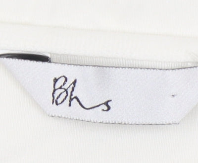 BHS Women's White V-Neck Beaded Cotton Top Size 20