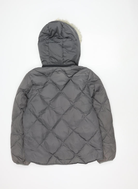 DKNY Women's Grey Puffer Jacket, Hooded, Size Unknown