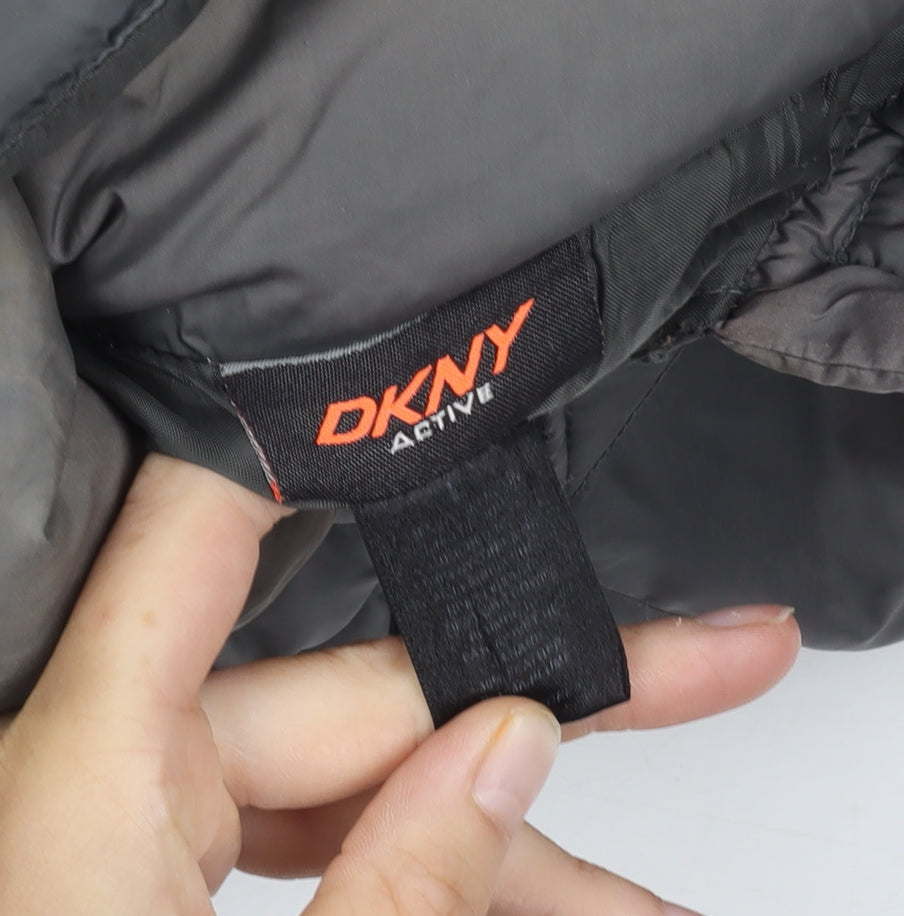 DKNY Women's Grey Puffer Jacket, Hooded, Size Unknown