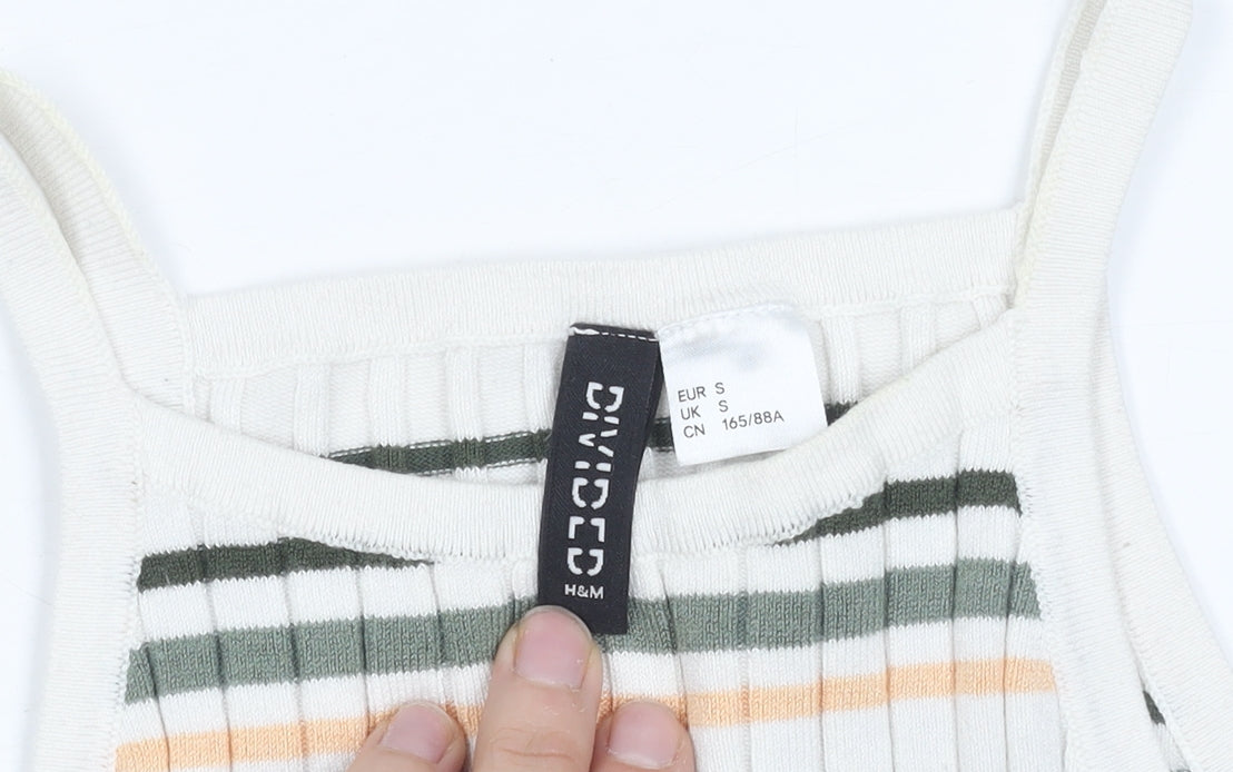 Brand and care label for H&M Women's Multicoloured Striped Cropped Tank Top