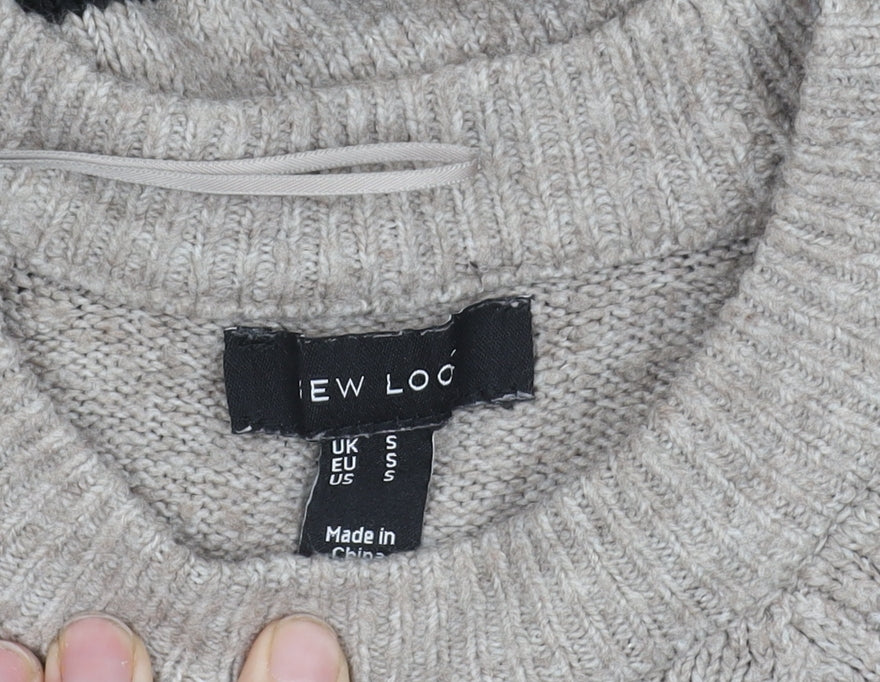 Brand and care label for New Look Beige Striped jumper, S, Women