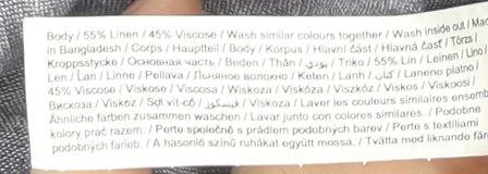 Brand and care label for F&F Women's Grey Linen Viscose Dress, size 14
