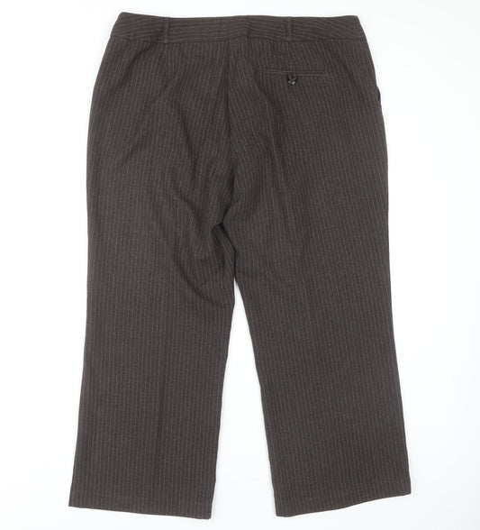 BHS Women's Brown Pinstripe Trousers Size 18 Petites
