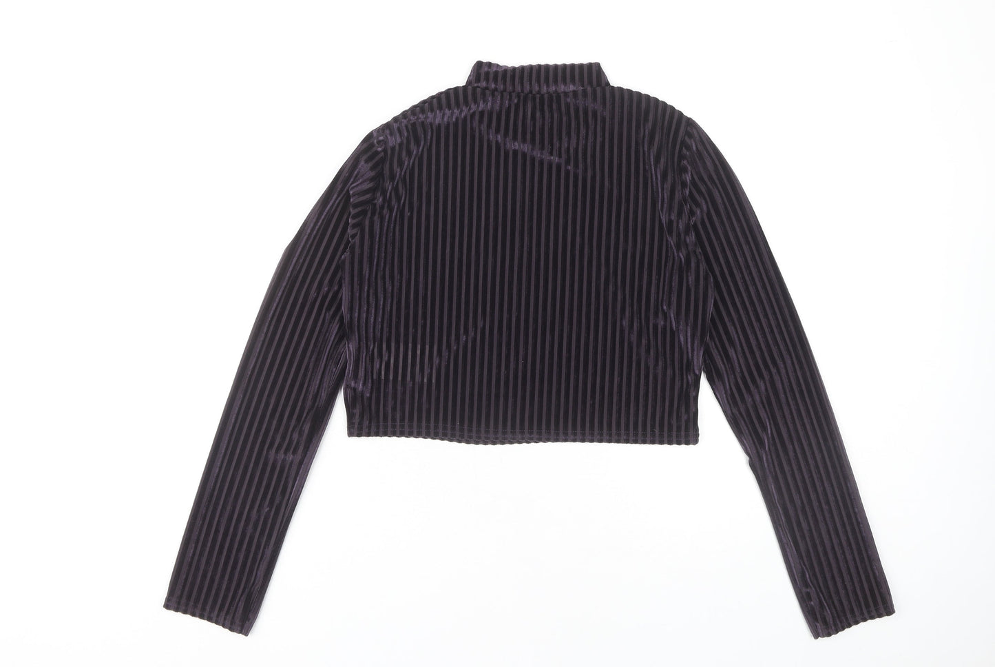 Wednesday's Girl Women's Striped Velvet Cropped Top, M