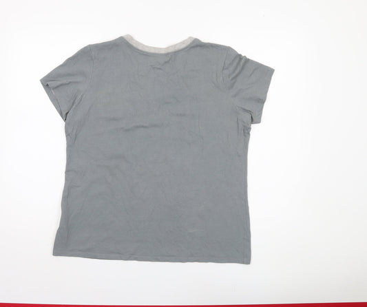 Nike Women's Grey V-Neck T-Shirt Medium