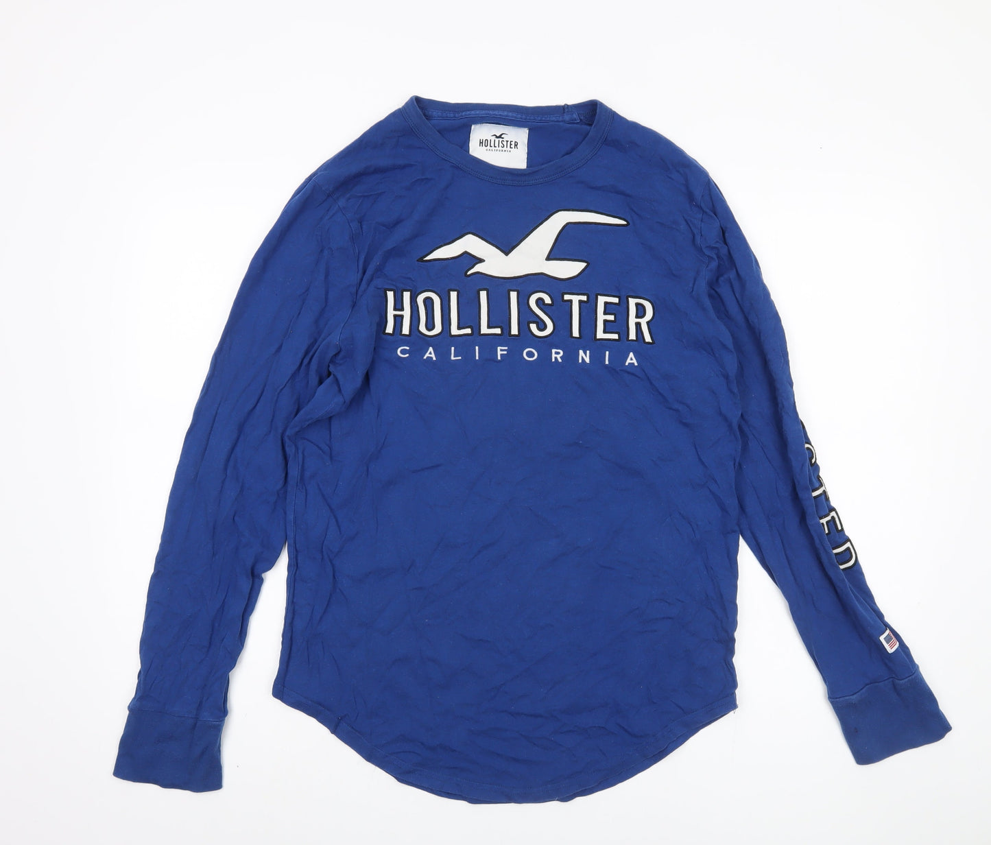 Hollister Men's Blue Long Sleeve Cotton T-Shirt M