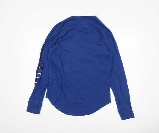 Hollister Men's Blue Long Sleeve Cotton T-Shirt M