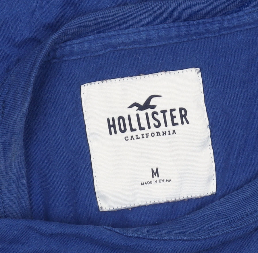 Hollister Men's Blue Long Sleeve Cotton T-Shirt M
