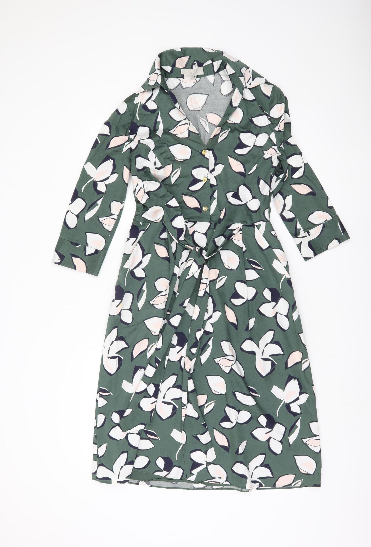 Hobbs Women's Green Floral Shirt Dress Size 8