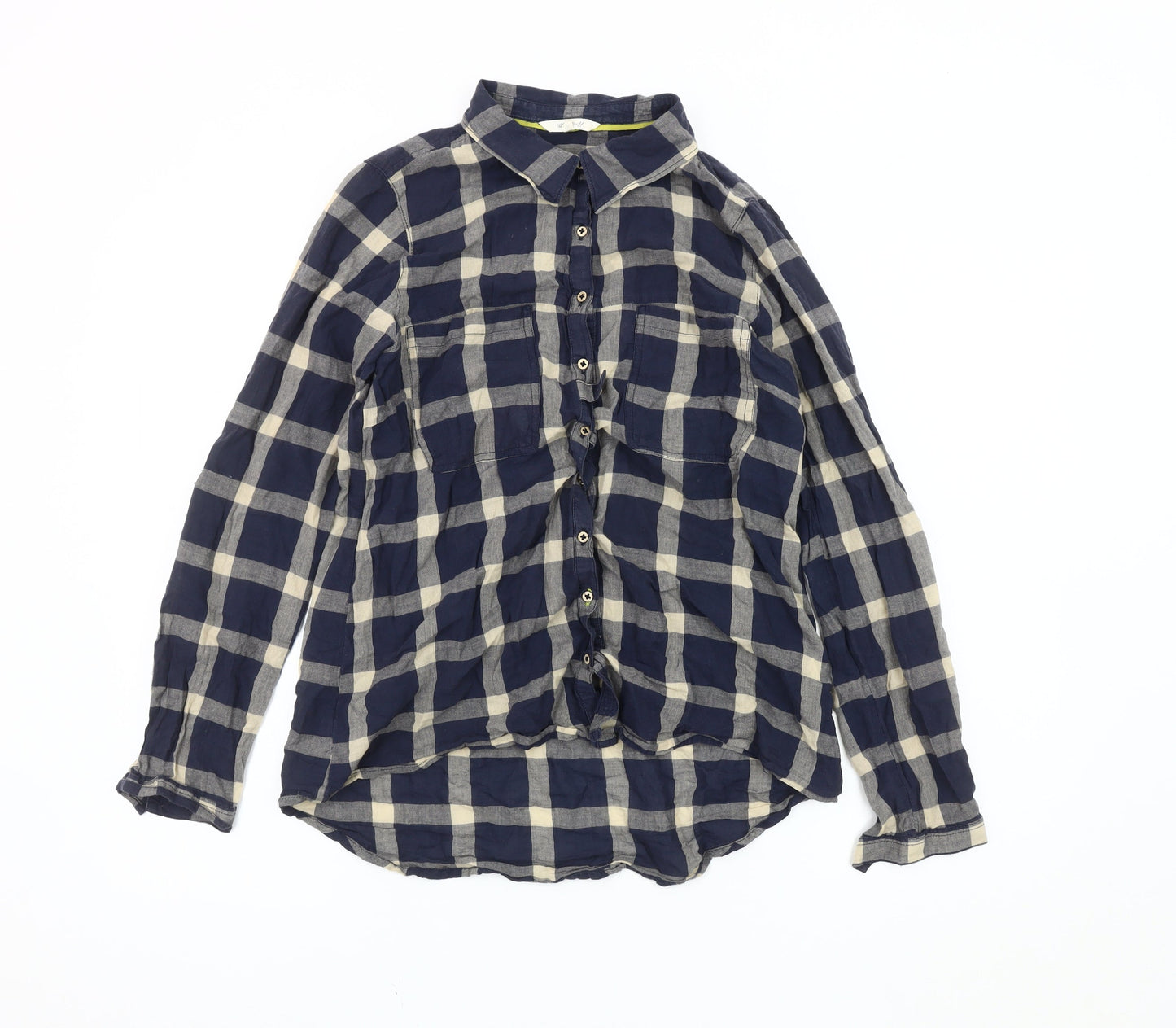 White Stuff Women's Blue Check Button-Up Shirt Size 10