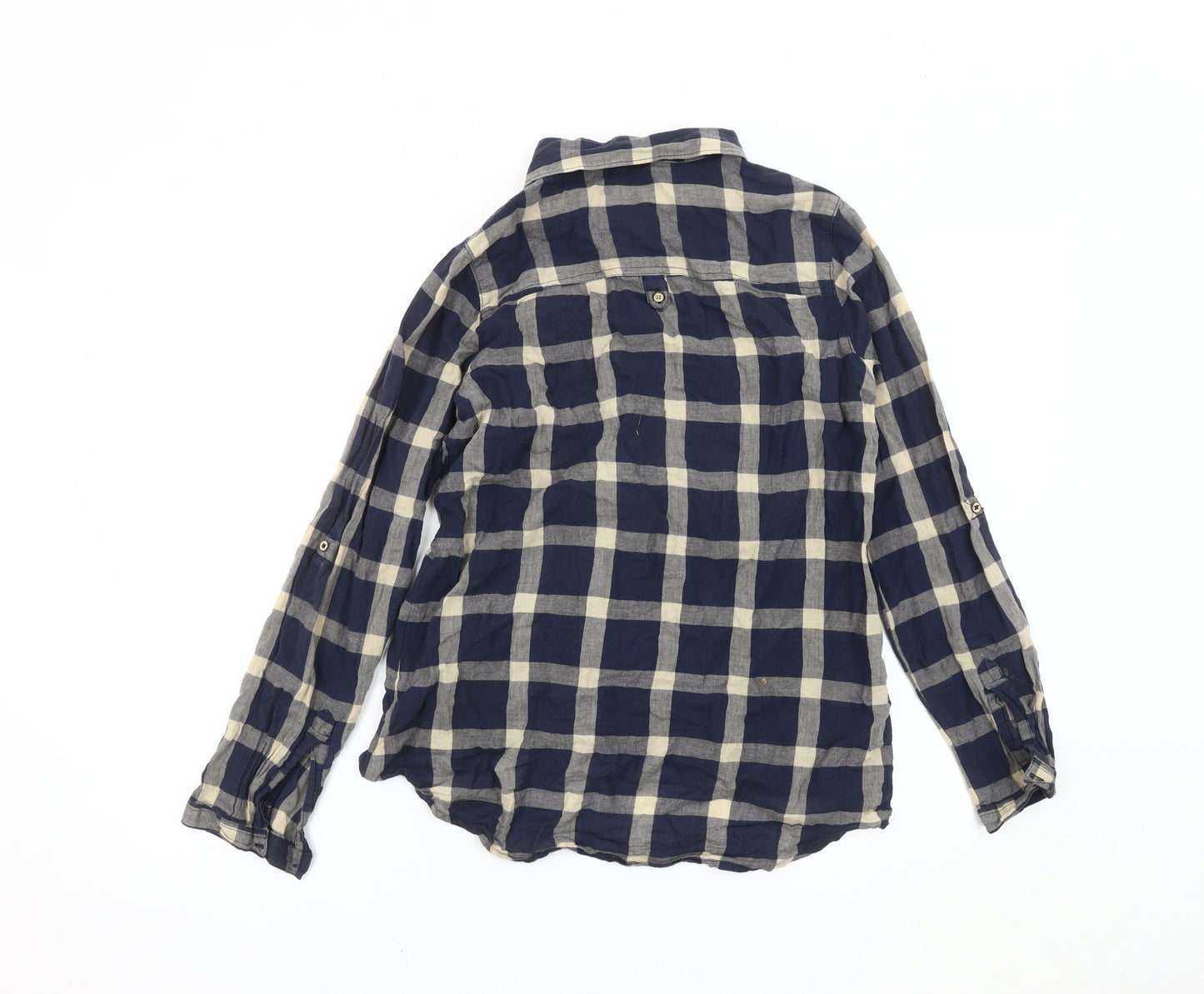 White Stuff Women's Blue Check Button-Up Shirt Size 10