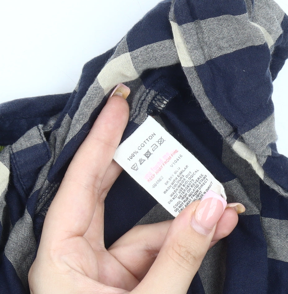 White Stuff Women's Blue Check Button-Up Shirt Size 10