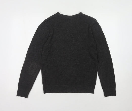 Burton Men's Black Acrylic V-Neck Pullover Jumper XS