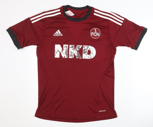 Adidas Boys Red Football Jersey XL - Lightweight Activewear