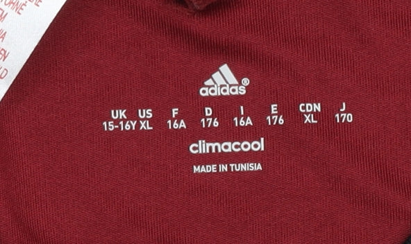 Adidas Boys Red Football Jersey XL - Lightweight Activewear