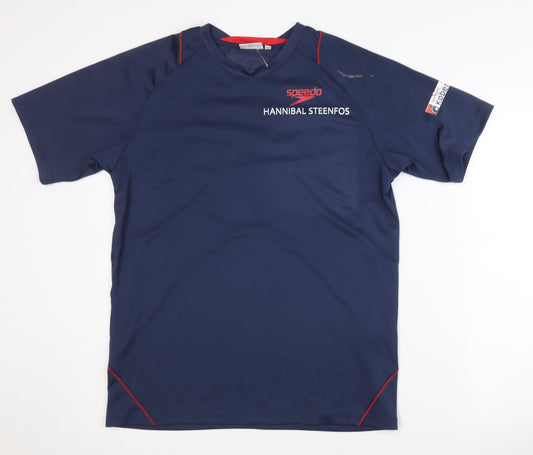 Additional front view of Speedo Men's Blue Short Sleeve Jersey T-Shirt